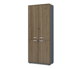 Ντουλάπα γραφείου με κλειδαριά επαγγελματική Venturo χρώμα ανθρακί - καρυδί 80x40x200εκ.