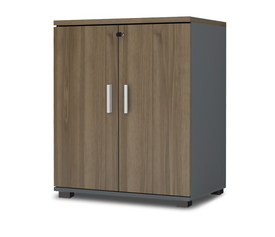 Ντουλάπι γραφείου με κλειδαριά επαγγελματικό Venturo χρώμα ανθρακί - καρυδί 80x40x80εκ.