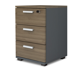 Συρταριέρα γραφείου με κλειδαριά επαγγελματική Venturo χρώμα ανθρακί - καρυδί 39x40x57εκ.