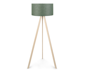 Φωτιστικό δαπέδου Rosling Mdf/ύφασμα Pvc χρώμα φυσικό/χακί 38x38x140εκ.