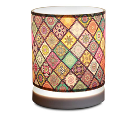 Φωτιστικό επιτραπέζιο Hassard ύφασμα/Mdf χρώμα πολύχρωμο/λευκό 15x16x22εκ.