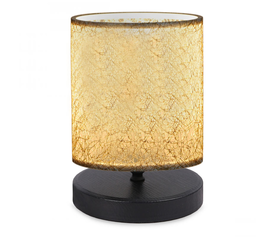 Φωτιστικό επιτραπέζιο Hassard ύφασμα/Mdf χρώμα μπεζ/μαύρο 15x16x22εκ.