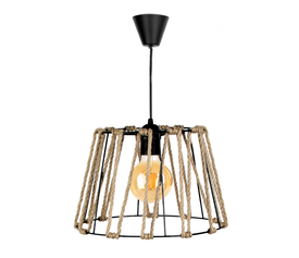 Φωτιστικό οροφής Andrew μέταλλο/σχοινί μονόφωτο χρώμα μαύρο φυσικό 30x30x20εκ.