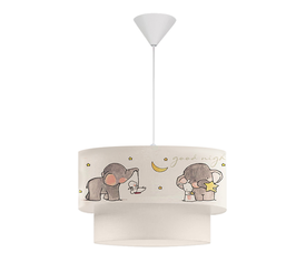 Φωτιστικό οροφής Goofy υφασμάτινο μονόφωτο με χαρούμενα ελεφαντάκια 30x20x70εκ.
