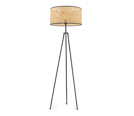 Φωτιστικό δαπέδου Idaho E27 μεταλλικό - ρατάν χρώμα μαύρο - φυσικό Φ38x150εκ.