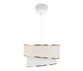 Φωτιστικό οροφής Fanny E27 υφασμάτινο μονόφωτο χρώμα λευκό - χρυσό Φ30x70εκ.