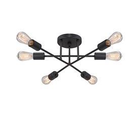 Φωτιστικό οροφής Helga E27 μεταλλικό εξάφωτο χρώμα μαύρο 50x12x20εκ.