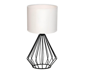 Φωτιστικό επιτραπέζιο Aldo E27 υφασμάτινο - μεταλλικό χρώμα λευκό - μαύρο Φ18x36εκ.