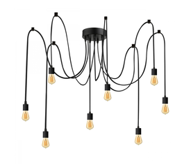 Φωτιστικό οροφής Octopus E27 οκτάφωτο χρώμα μαύρο 150εκ.