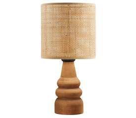 Φωτιστικό επιτραπέζιο Tino E27 pe rattan - ξύλο χρώμα φυσικό Ø15x32εκ.
