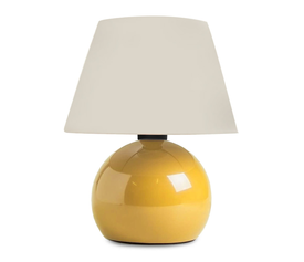 Φωτιστικό επιτραπέζιο Alaska E27 μεταλλικό - ύφασμα Pvc χρώμα κίτρινο - κρεμ Ø22x30εκ.