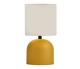 Φωτιστικό επιτραπέζιο Nehora E27 μεταλλικό - ύφασμα Pvc χρώμα κίτρινο - κρεμ Ø15x30εκ.