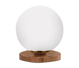 Φωτιστικό επιτραπέζιο Onda E27 ξύλινο -  γυάλινο χρώμα φυσικό - λευκό Ø15x22εκ.