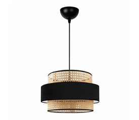 Φωτιστικό οροφής Orvia E27 ρατάν μονόφωτο χρώμα φυσικό - μαύρο Ø30x70εκ.