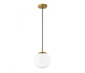 Φωτιστικό οροφής Lumi E27 γυάλινο μονόφωτο χρώμα χρυσό - λευκό Ø15x120εκ.