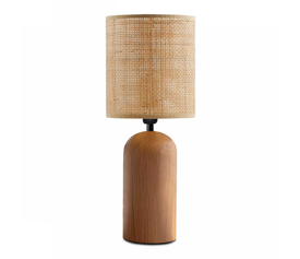 Φωτιστικό επιτραπέζιο Cora E14 ξύλινο - pe rattan χρώμα φυσικό Ø15x35εκ.