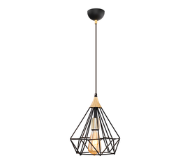 Φωτιστικό οροφής Hideki E27 μεταλλικό μονόφωτο χρώμα μαύρο 22x22x80εκ.