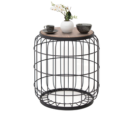 Τραπεζάκι βοηθητικό Muller μεταλλικό - Mdf χρώμα μαύρο - καρυδί 35x35x47εκ.