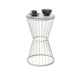 Βοηθητικό τραπεζάκι Hoffman μεταλλικό - Mdf χρώμα λευκό - λευκό εφέ μαρμάρου 35x35x58εκ.