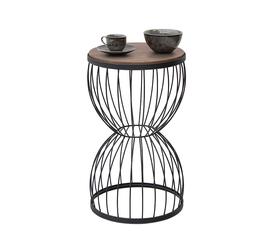 Βοηθητικό τραπεζάκι Pino μεταλλικό - Mdf χρώμα μαύρο - καρυδί 35x35x58εκ.