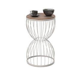 Βοηθητικό τραπεζάκι Pino μεταλλικό - Mdf χρώμα λευκό - καρυδί 35x35x58εκ.