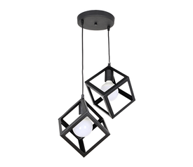 Φωτιστικό οροφής Thora E27 μεταλλικό δίφωτο χρώμα μαύρο 22x22x70εκ.