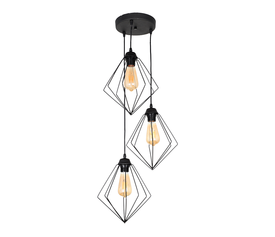 Φωτιστικό οροφής Nura E27 μεταλλικό τρίφωτο χρώμα μαύρο 21x21x70εκ.