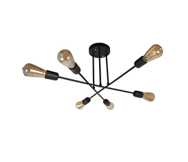 Φωτιστικό οροφής Uriela E27 μεταλλικό εξάφωτο χρώμα μαύρο 64x64x29εκ.