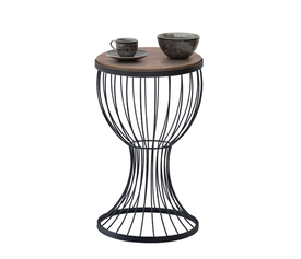 Βοηθητικό τραπεζάκι Aldora μεταλλικό - Mdf χρώμα μαύρο - καρυδί 35x35x58εκ.