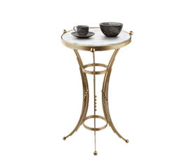 Βοηθητικό τραπεζάκι Venezia μεταλλικό - Mdf χρώμα χρυσό - λευκό εφέ μαρμάρου 35x35x59εκ.