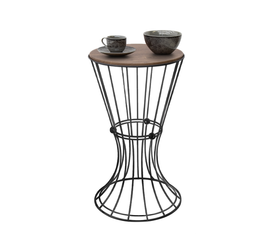 Βοηθητικό τραπεζάκι Girene μεταλλικό - Mdf χρώμα μαύρο - καρυδί 32x32x58εκ.