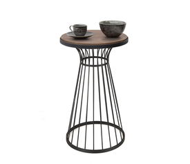 Βοηθητικό τραπεζάκι Tekosi μεταλλικό - Mdf χρώμα μαύρο - καρυδί 35x35x58εκ.