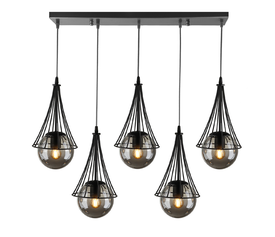 Φωτιστικό οροφής Chavi E27 μεταλλικό πεντάφωτο χρώμα μαύρο 80x10x90εκ.