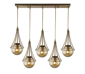 Φωτιστικό οροφής Chavi E27 μεταλλικό πεντάφωτο χρώμα χρυσό 80x10x90εκ.