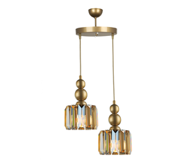 Φωτιστικό οροφής Alaba E27 μεταλλικό - γυάλινο δίφωτο χρώμα χρυσό 30x30x80εκ.