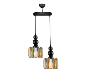 Φωτιστικό οροφής Alaba E27 μεταλλικό - γυάλινο δίφωτο χρώμα μαύρο 30x30x80εκ.
