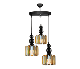 Φωτιστικό οροφής Alaba E27 μεταλλικό - γυάλινο τρίφωτο χρώμα μαύρο 40x40x95εκ.