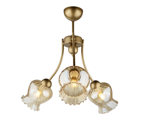 Φωτιστικό οροφής Kobe E27 μεταλλικό τρίφωτο χρώμα χρυσό 40x40x50εκ.