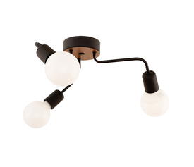 Φωτιστικό οροφής Salvi E27 μεταλλικό τρίφωτο χρώμα μαύρο 44x44x10εκ.