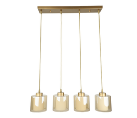 Φωτιστικό οροφής Kenedy E27 μεταλλικό - γυάλινο τετράφωτο χρώμα χρυσό 65x5x70εκ.