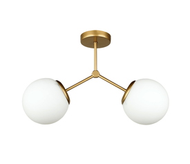 Φωτιστικό οροφής Alison Ε27 μεταλλικό - γυάλινο δίφωτο χρώμα χρυσό Ø50x30εκ.