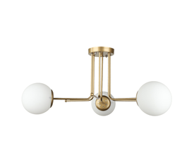 Φωτιστικό οροφής Maxidex Ε27 μεταλλικό - γυάλινο τρίφωτο χρώμα χρυσό Ø70x50εκ.