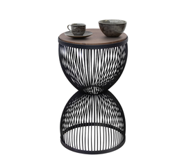 Τραπεζάκι βοηθητικό Stella μεταλλικό - Mdf χρώμα μαύρο - καρυδί Ø34,5x56,5εκ.