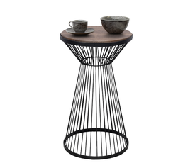 Τραπεζάκι βοηθητικό Cresta μεταλλικό - Mdf χρώμα μαύρο - καρυδί Ø34,5x58,5εκ.