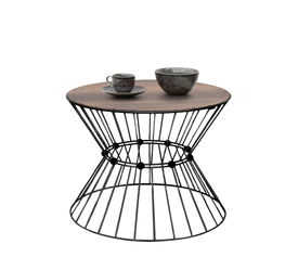 Τραπεζάκι σαλονιού Girene μεταλλικό - Mdf χρώμα μαύρο - καρυδί Ø55x42εκ.