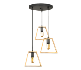 Φωτιστικό οροφής Tekli E27 ξύλινο τρίφωτο χρώμα φυσικό 40x30x90εκ.