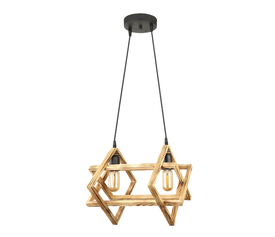 Φωτιστικό οροφής Pedora E27 ξύλινο δίφωτο χρώμα φυσικό 40x22x80εκ.