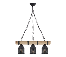 Φωτιστικό οροφής Elora E27 ξύλινο - μεταλλικό τρίφωτο χρώμα φυσικό - μαύρο 50x13x75εκ.
