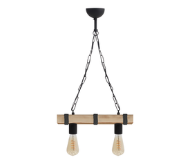 Φωτιστικό οροφής Vero E27 ξύλινο δίφωτο χρώμα φυσικό - μαύρο 40x8x65εκ.
