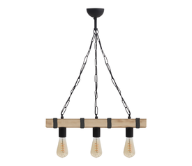 Φωτιστικό οροφής Vero E27 ξύλινο τρίφωτο χρώμα φυσικό - μαύρο 50x8x65εκ.